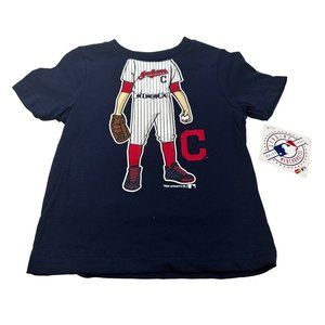 Team Athletics MLB Boy's Sz 2-2T Cleveland Baseball Short Sleeve Tee Shirt Blue